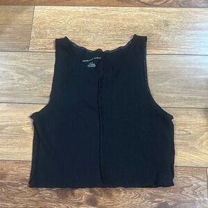 American Eagle Outfitters Black Fitted Crop Tank Top